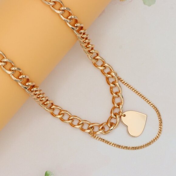 Chunky Heart Pendant Rose Gold Necklace, XPNL0254 - Picture 8 of 12